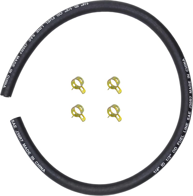 Strongthium 1/4 inch ID Fuel Line Hose x 25" w/ 4 Clamps Compatible with Briggs Stratton MTD Cub Cadet Troy Bilt Crafsman 5414K 283207 791850 95162S Lawn Mower Small Engine - Image 1